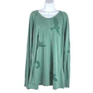 Oiselle Flyte Flying‎ Birds Seamless Tee Shirt Top 3X Green Long Sleeve TP-3642